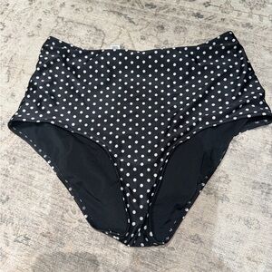 aerie Black and White Polka Dot High-Rise Swim Bottoms